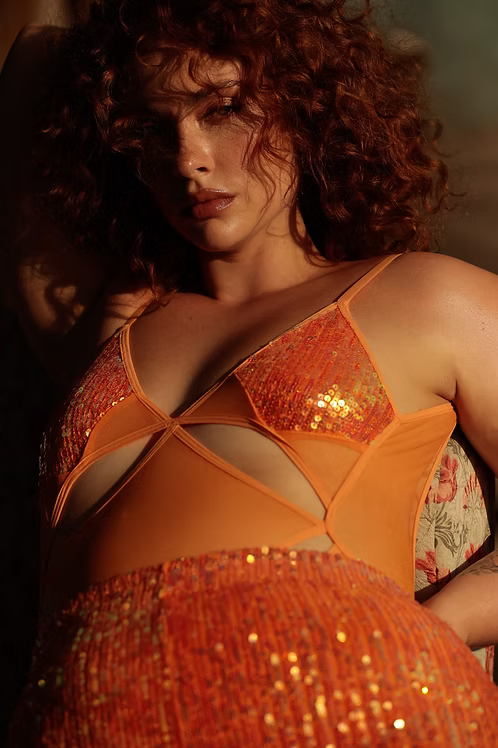 Spider Orange Sequin Bodysuit