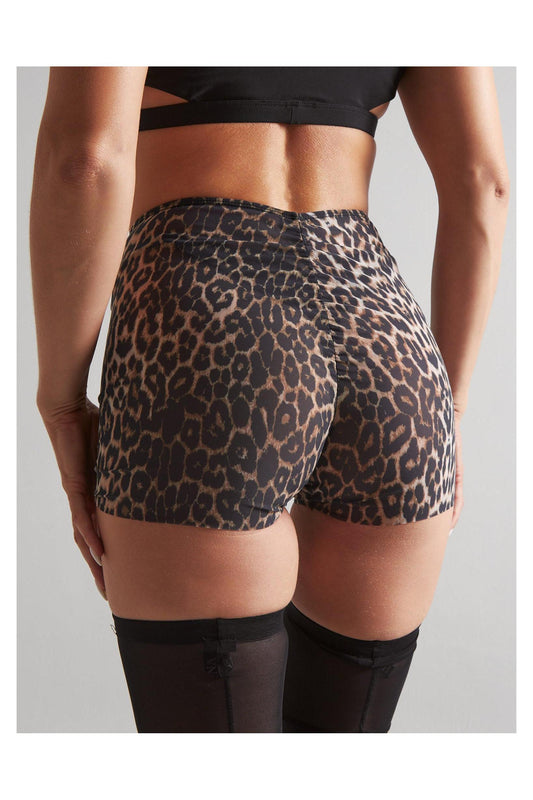 Moire Shorts Leopard-Harna Wear-Pole Sins- pole dance heels - pole dance boots