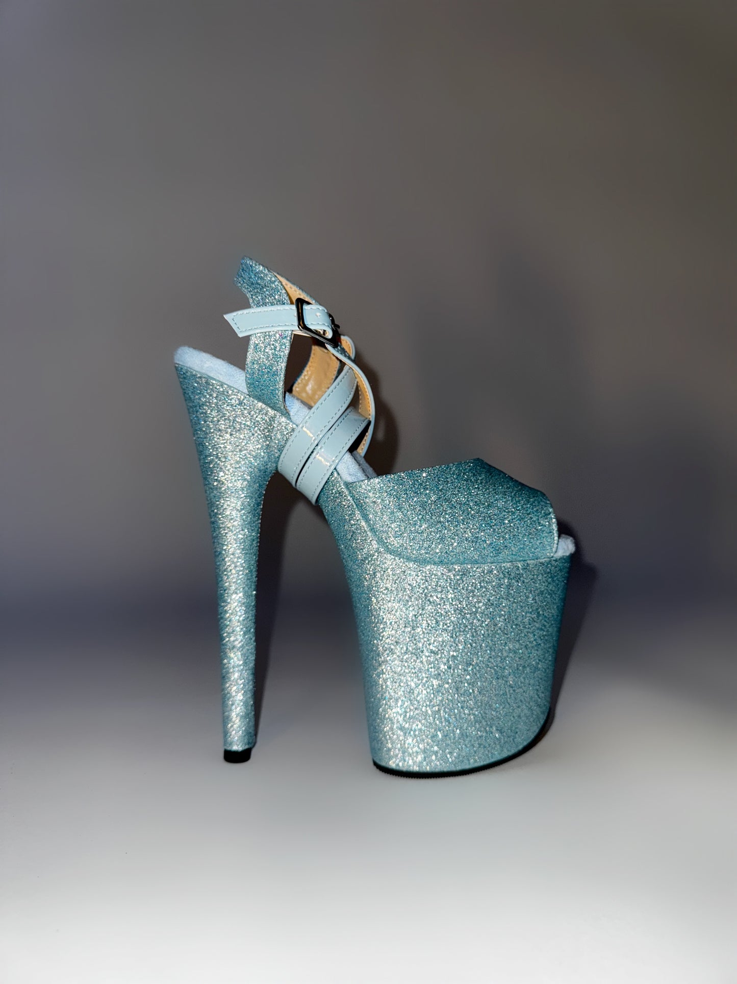 high heel pole dance sandal blue