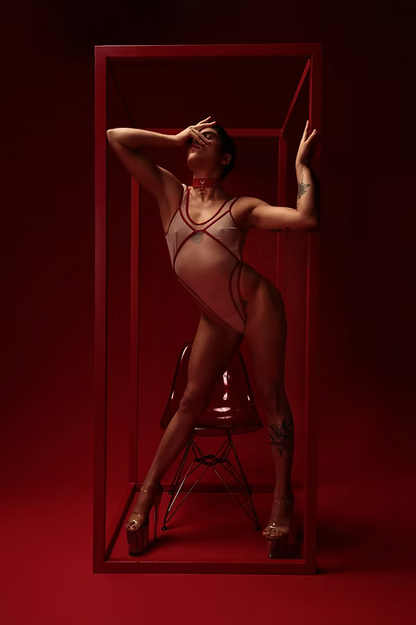 Vertigo Bodysuit - Beige/Red