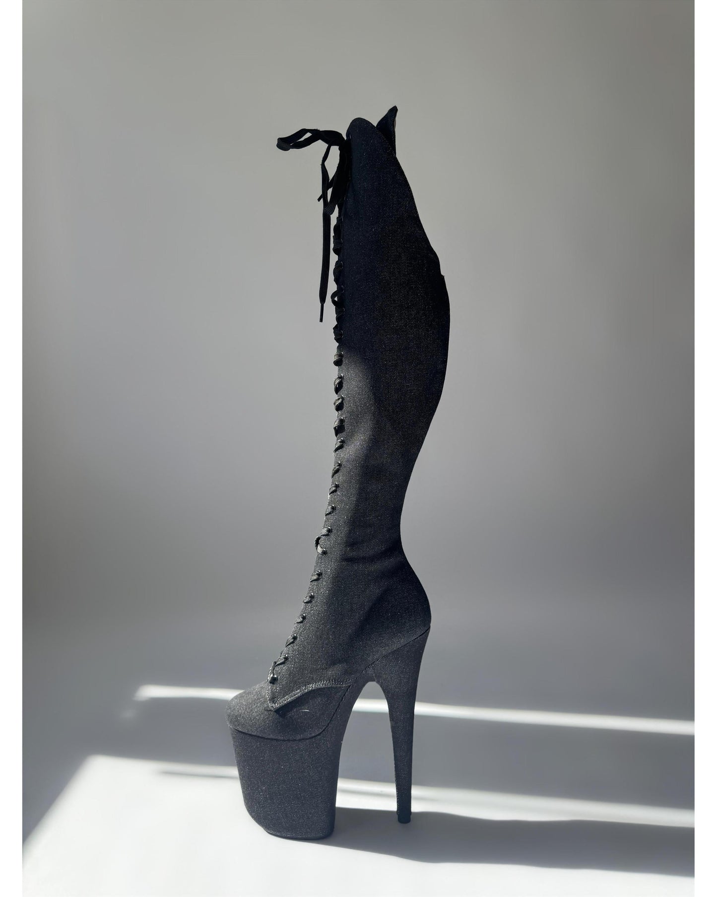 Daisy Duke (Black) Over-The-Knee-Boots-Pole Sins-Pole Sins- pole dance heels - pole dance boots
