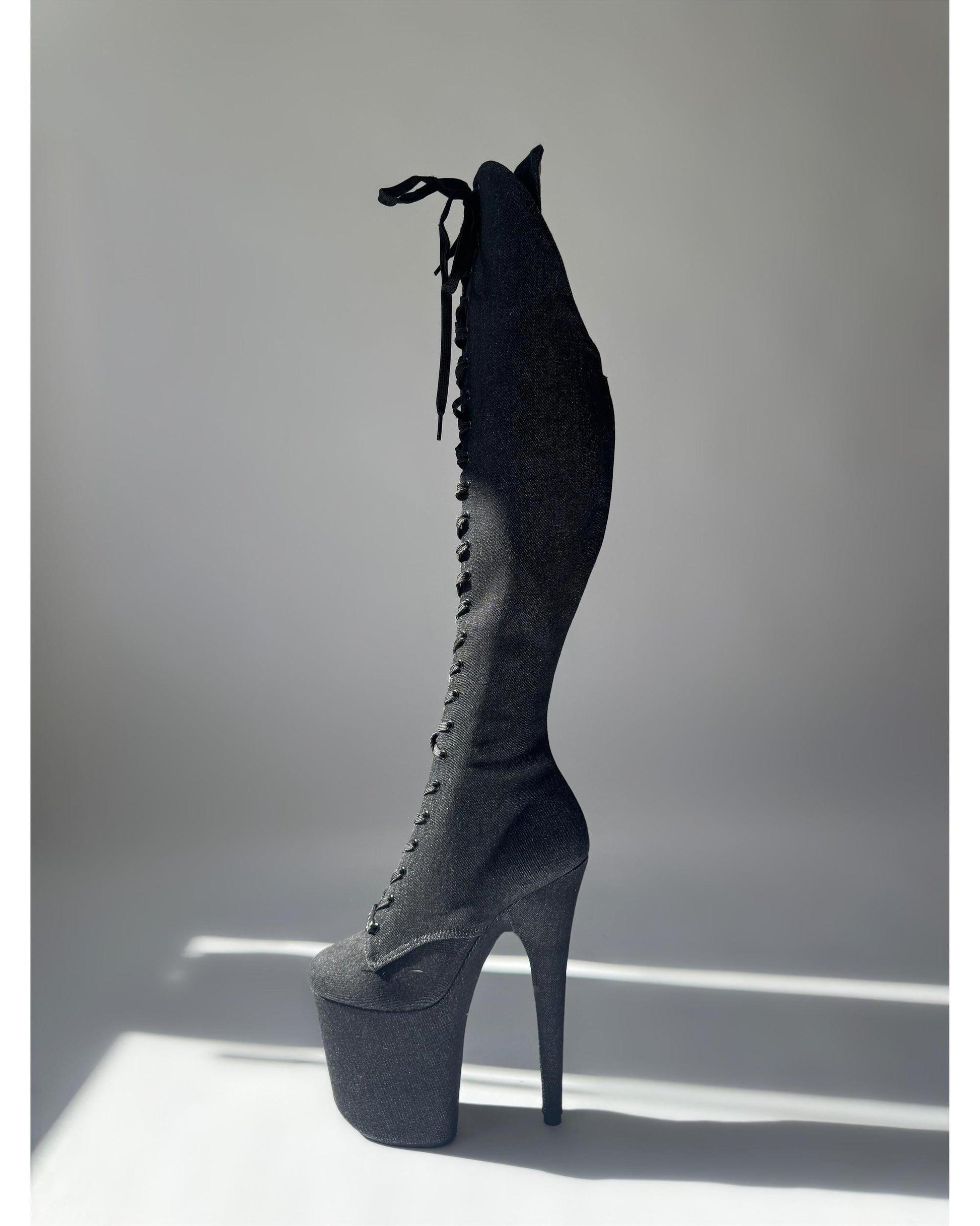 Daisy Duke (Black) Over-The-Knee-Boots-Pole Sins-Pole Sins- pole dance heels - pole dance boots