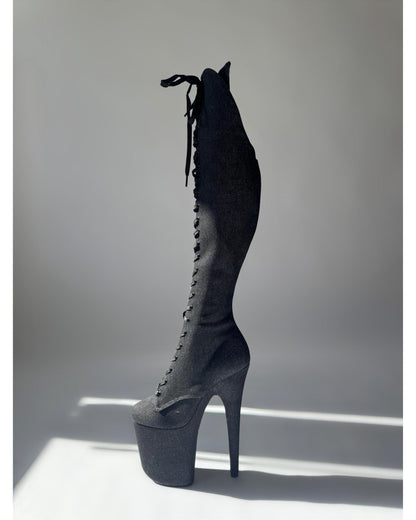 Daisy Duke (Black) Over-The-Knee-Boots-Pole Sins-Pole Sins- pole dance heels - pole dance boots