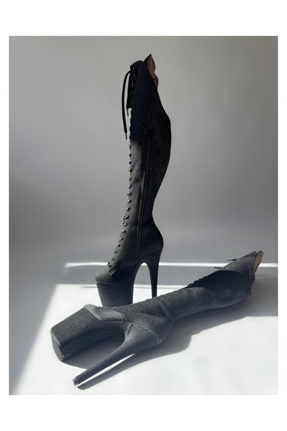 Daisy Duke (Black) Over-The-Knee-Boots-Pole Sins-Pole Sins- pole dance heels - pole dance boots