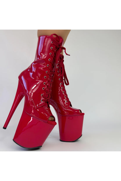 Essential (Chilli Pepper) Ankle Open Toe-Patent-Pole Sins-Pole Sins- pole dance heels - pole dance boots