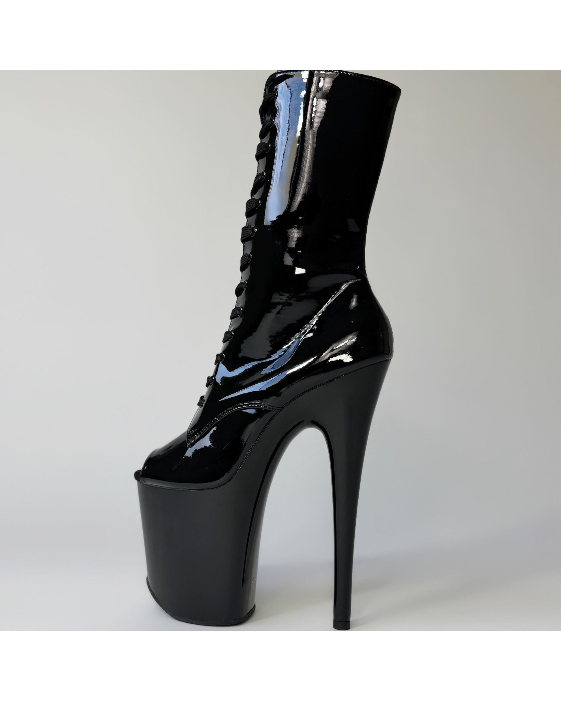 Essential (Rock Show) Mid-Calf-Patent-Pole Sins-Pole Sins- pole dance heels - pole dance boots