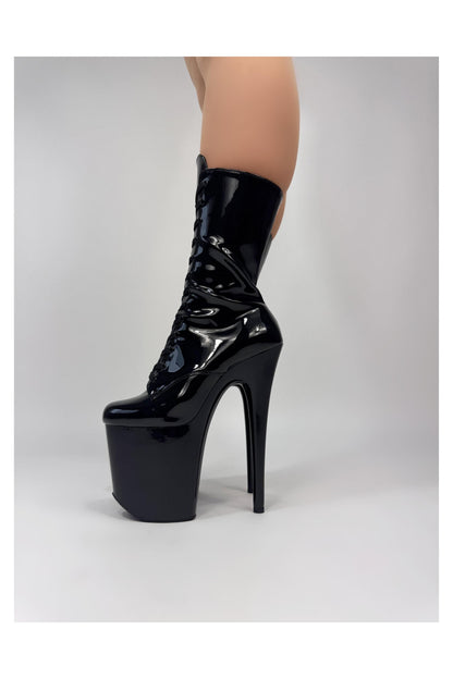 Essential (Rock Show) Mid-Calf-Patent-Pole Sins-Pole Sins- pole dance heels - pole dance boots