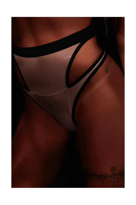 Linger Hot Pants - Beige/Black-Rolling Brand-Pole Sins- pole dance heels - pole dance boots