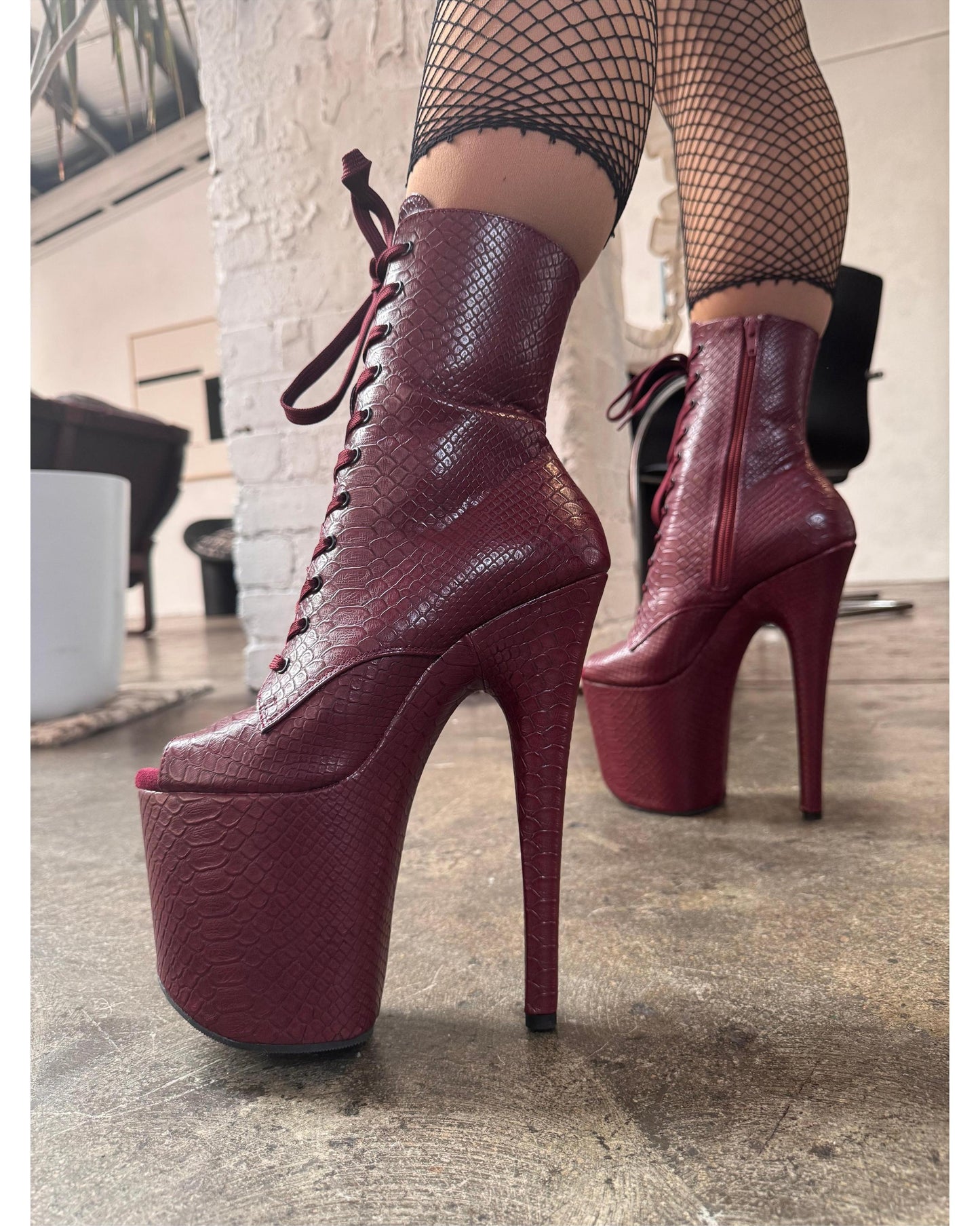 Medusa (Tongue Tied) Ankle Boot-Boots-Pole Sins-8-inch-AU5 / EUR35-Pole Sins- pole dance heels - pole dance boots