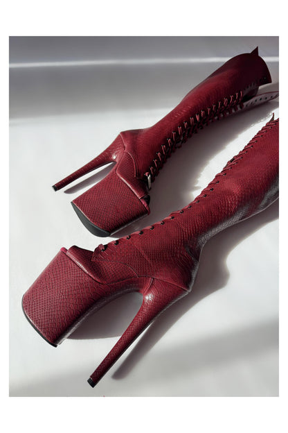 Medusa (Tongue Tied) Over the Knee-Boots-Pole Sins-Pole Sins- pole dance heels - pole dance boots