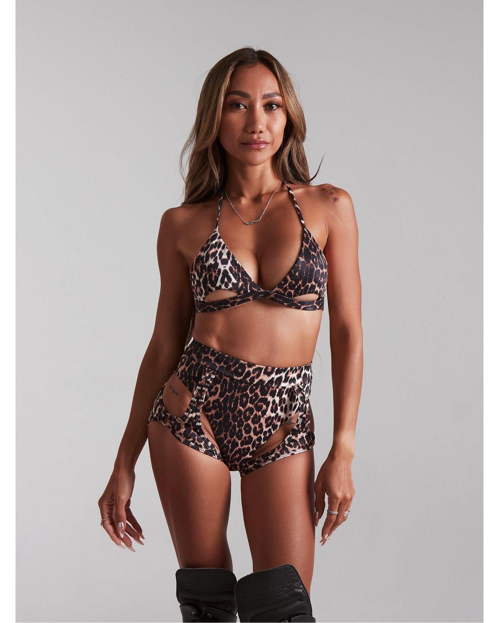 Peach Bottoms - Leopard-Harna Wear-Pole Sins- pole dance heels - pole dance boots
