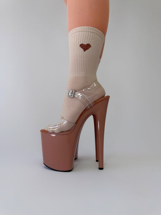 brown cowgirl pole dance clear heels 8inch platform