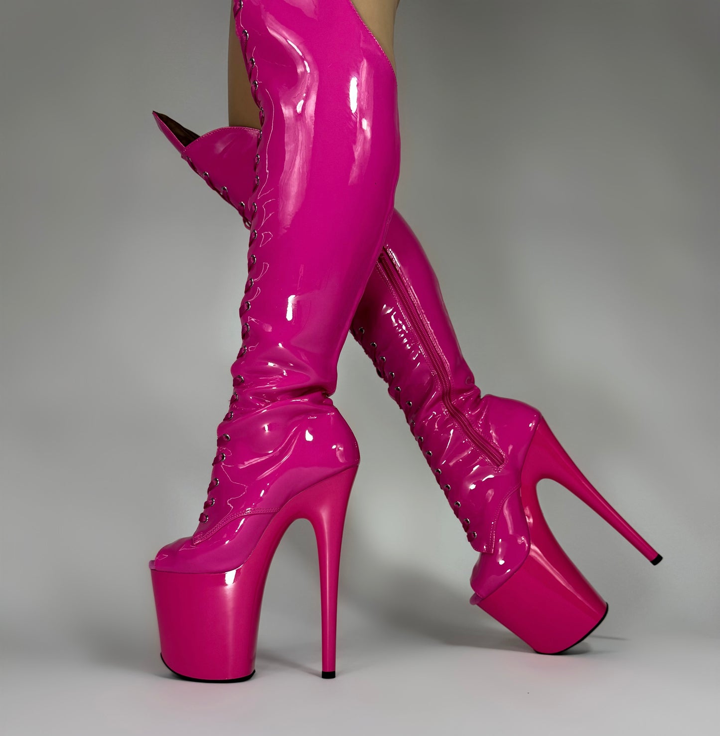 pink hot hella heels pleaser pole boots