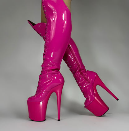 pink hot hella heels pleaser pole boots
