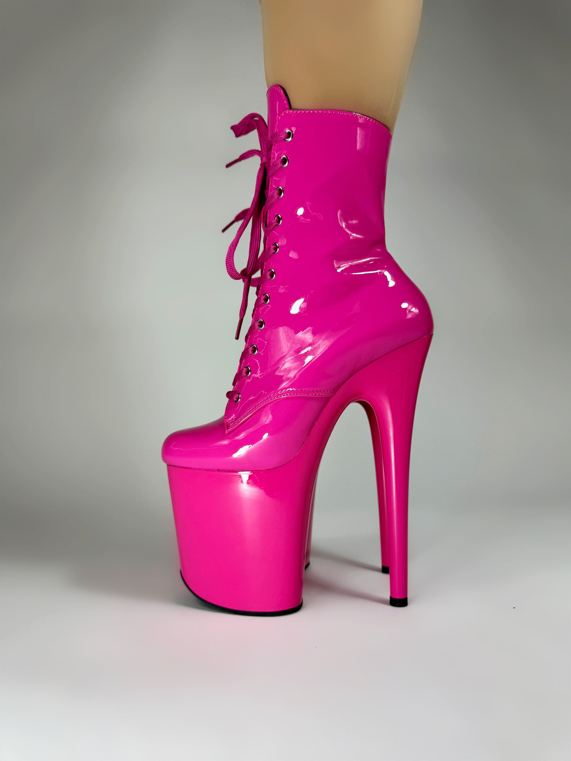 pink leather pole boots