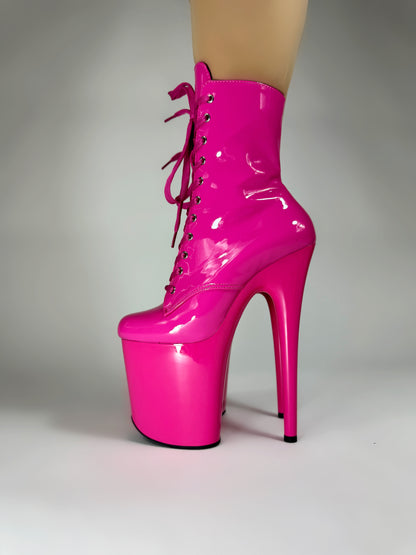 pink leather pole boots