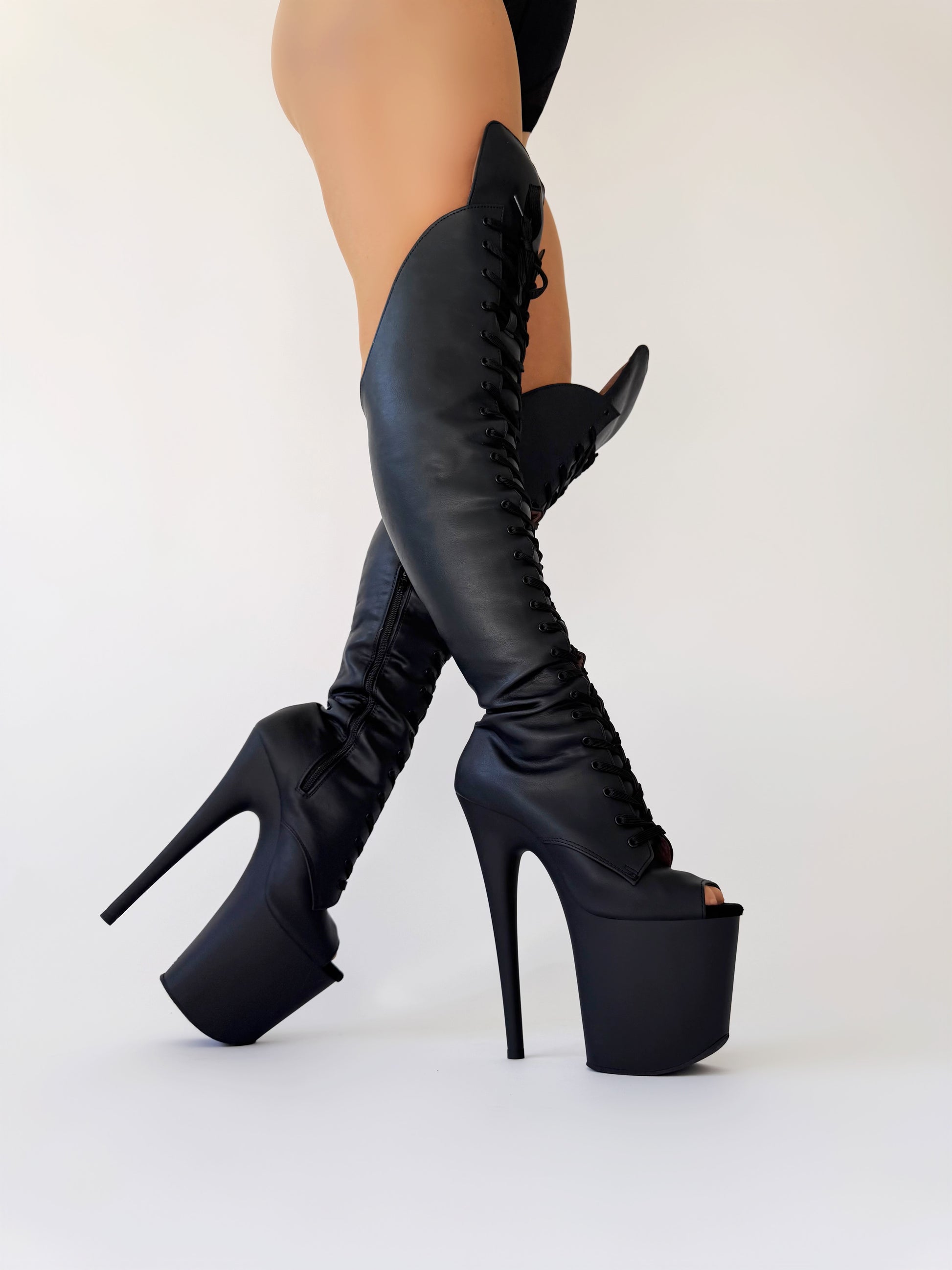 matte black, matt black pole dancing boots